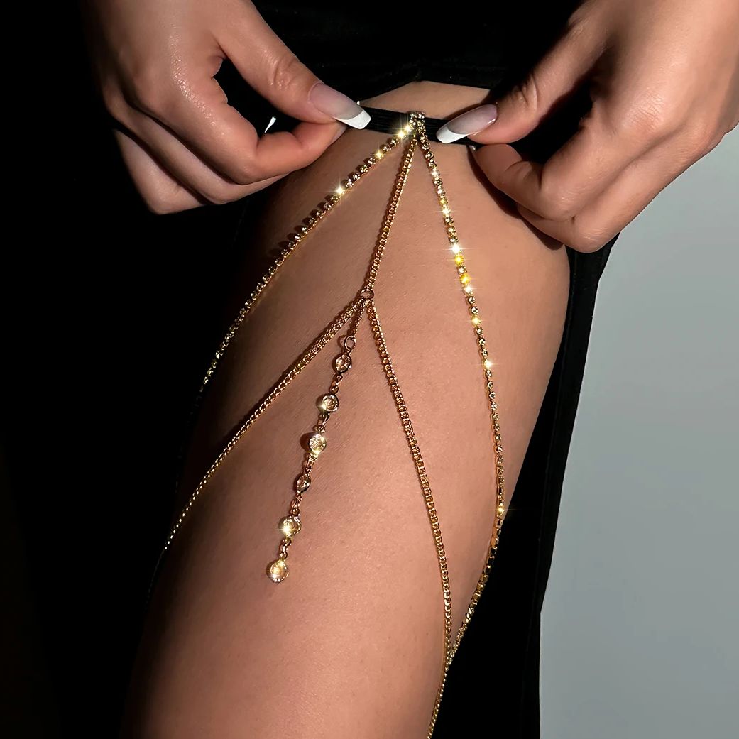 Body Jewelry For Women - Сексуальные блестящие хрустальные многослойные цепочки на