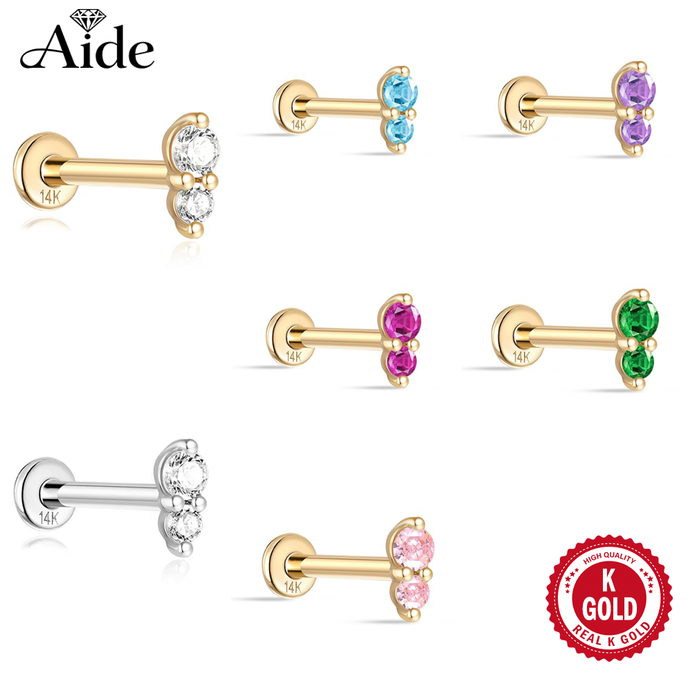 Body Jewelry Real Gold - AIDE настоящие 14-каратные однотонные золотые серьги