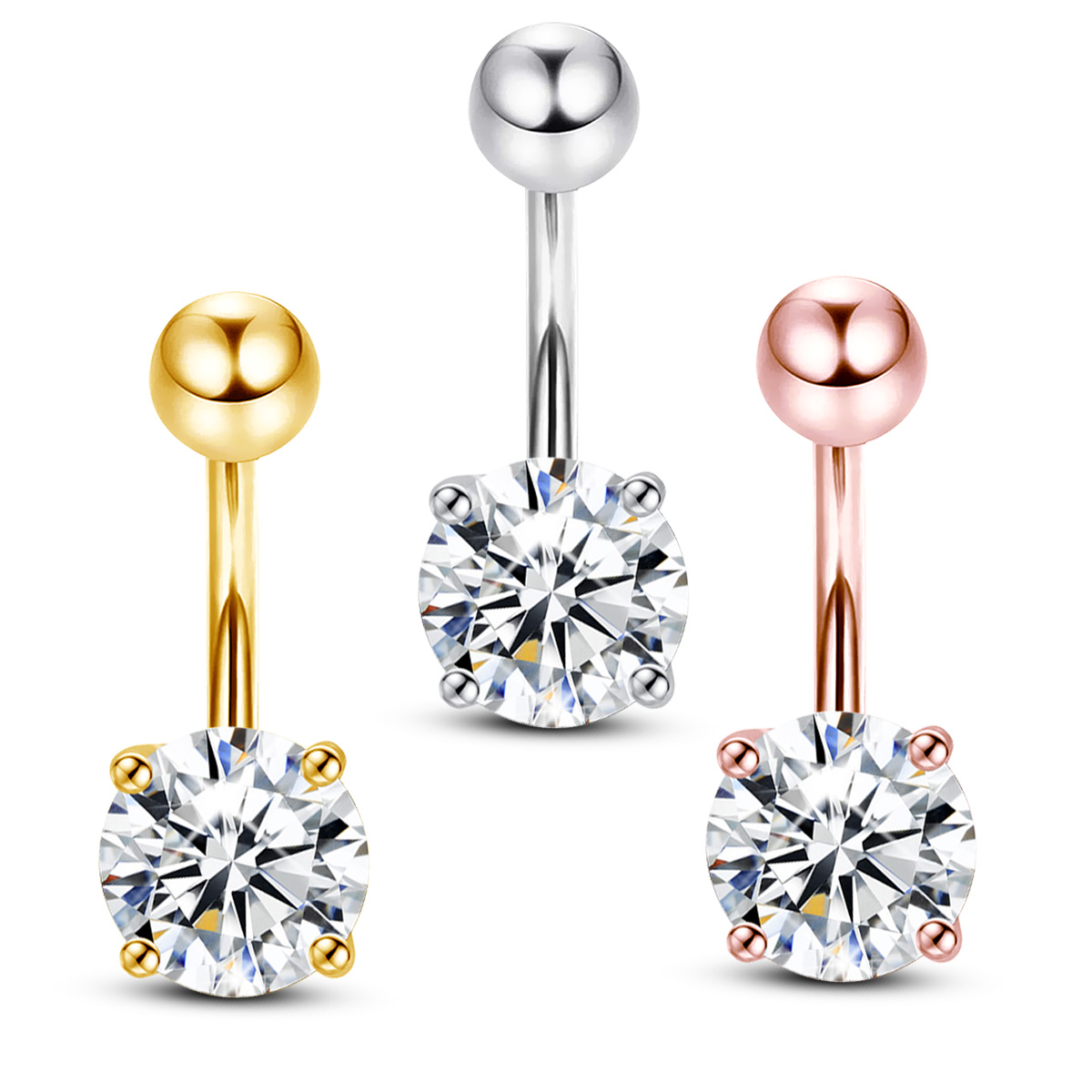 Body Jewelry Real Gold - Пирсинг пупка с муассанитом, кольца для