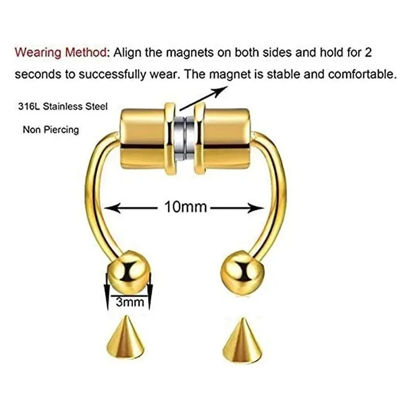 1/2/3 шт. фальшивые магнитные  – обзор и цена Body Jewelry Piercing
