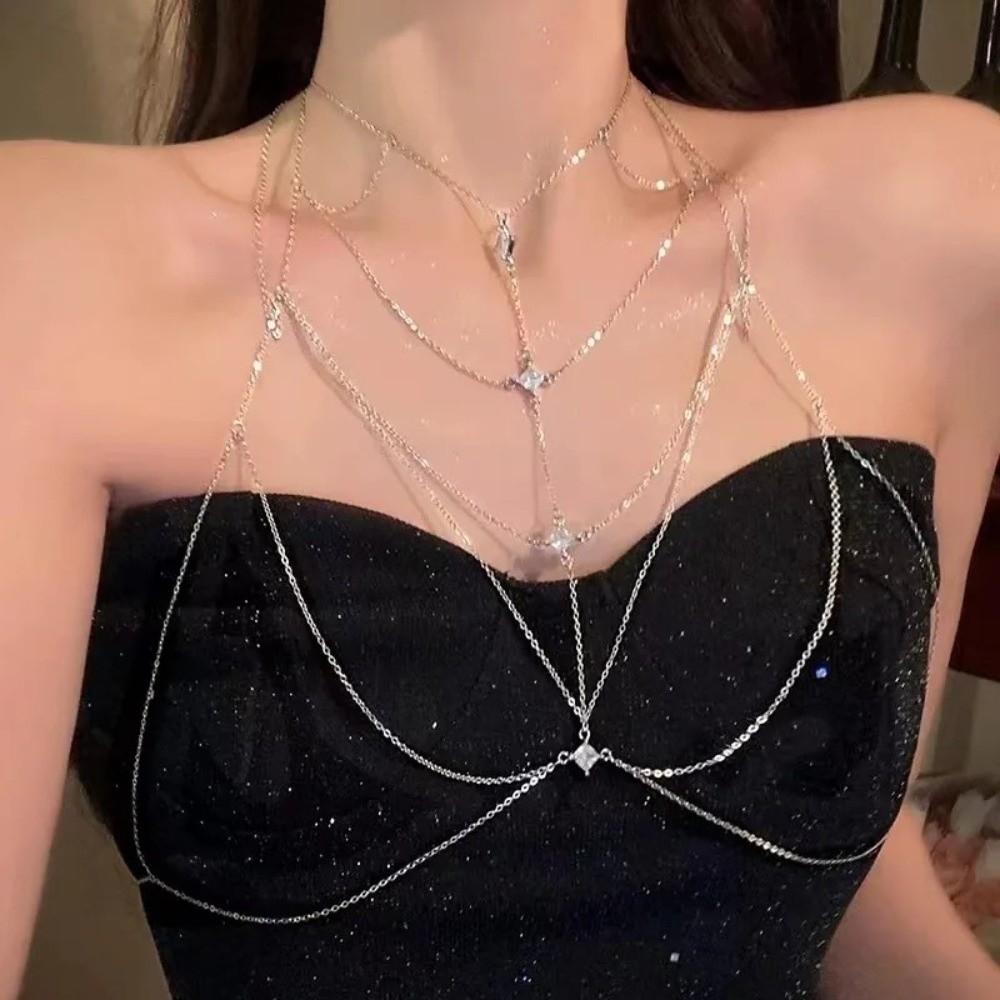 Блестящая цепочка на грудь с к – обзор и цена Body Jewelry Luxury