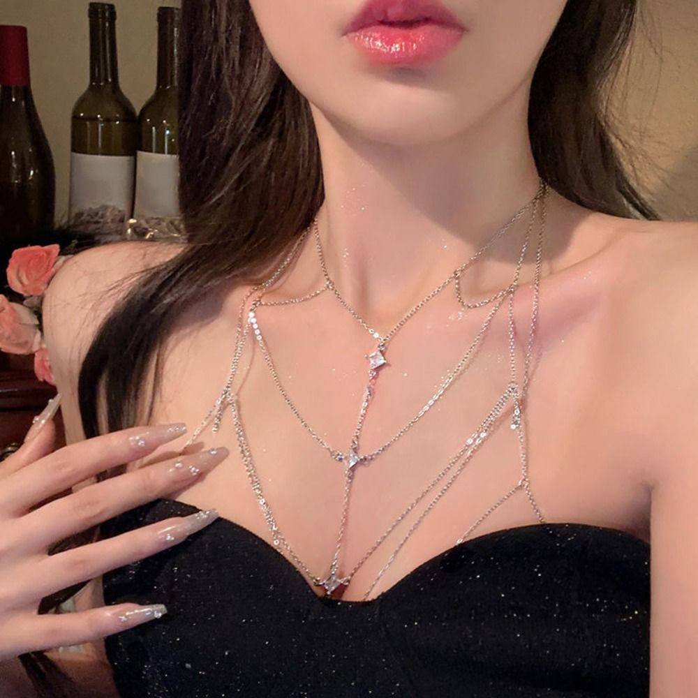 Блестящая цепочка на грудь с к – обзор и цена Body Jewelry Luxury