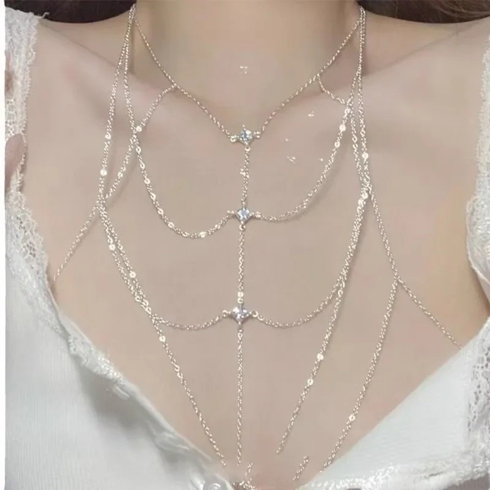 Блестящая цепочка на грудь с к – обзор и цена Body Jewelry Luxury